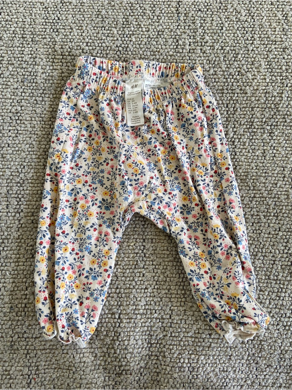 5/$10 Bundle - 4M H&M Cream Floral Baby Pants